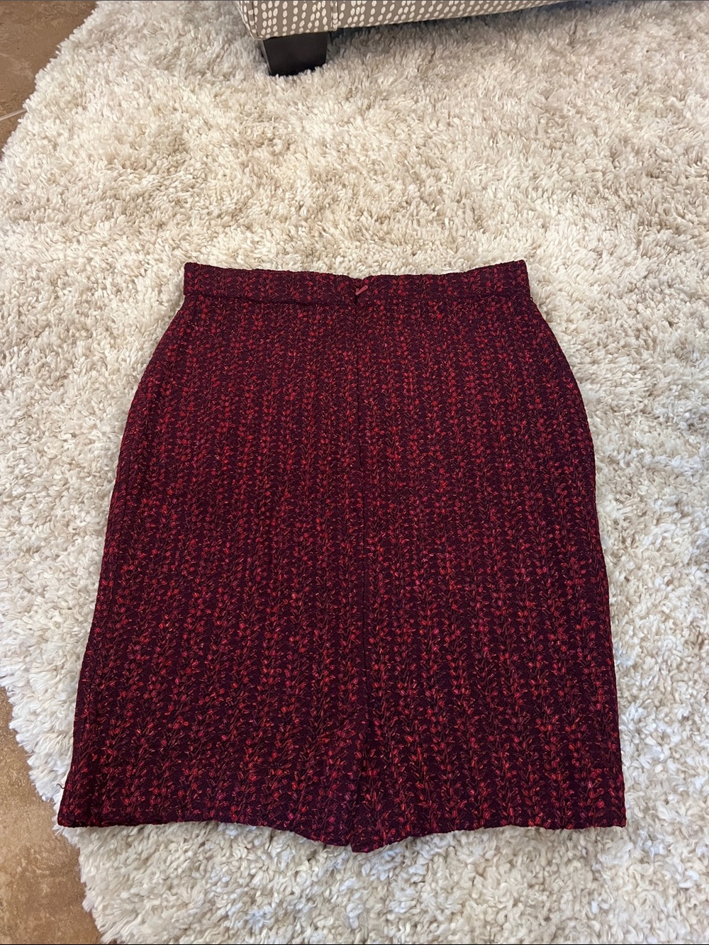 St. John Burgundy Santana Knit Two-Piece Skirt Suit - Picture 7 of 7